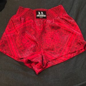 F21 silk red Bandana shorts LA Culture